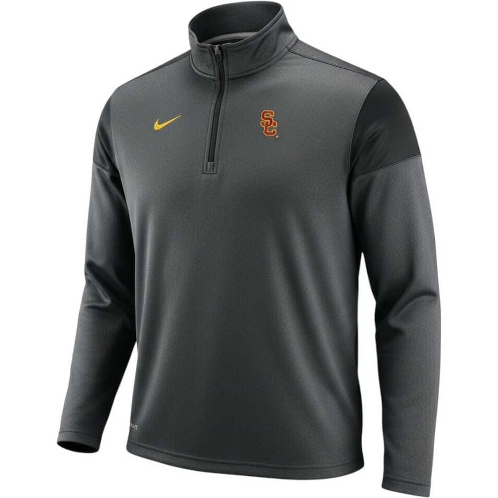USC Trojans Jacket‎ Mens 2XL Gray NCAA Football Nike Dri Fit Pullover 1/4 Zip